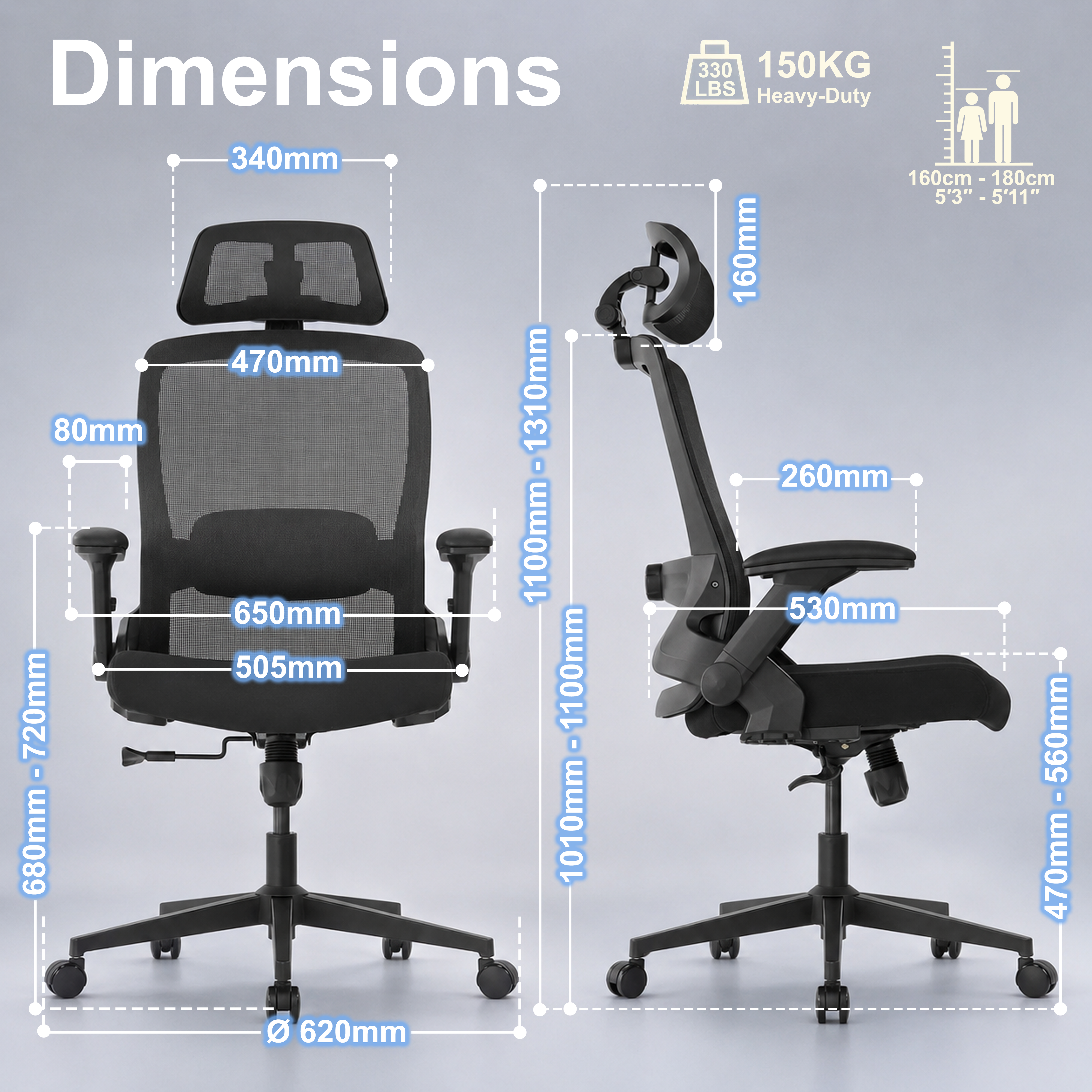 VALOUR chair dimensions artwork